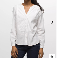 Prana $85 Women's Katya Organic Cotton Top White Large NWT