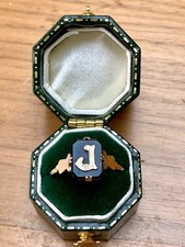 Antique 9ct Gold Onyx Initial J Ring - Size N