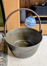 VINTAGE ANTIQUE BRASS JAM PRESERVE MAKING PAN. 25x13cm.