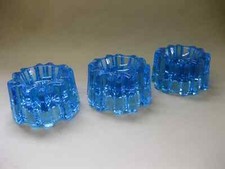 3 Antique Blue Glass Piano