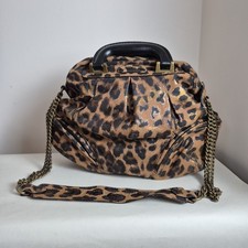 Beracamy Paris Brown Leopard Genuine Leather Shoulder Bag Handbag Chain Strap