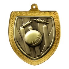 Cricket Medal Award Sports Prize Shield 75mm FREE RIBBON & ENGRAVING MM24209