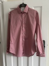 TM lewin Mens Red Checked 15.5 Formal Fully Fitted Shirt Smart Long Sleeve