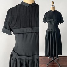 Vintage 1950s Black Wool
