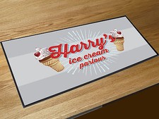 Personalised Grey Ice Cream Parlour counter mats, ice cream van