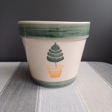 Plant Pot Holder Planter Bird Trees Green Glazed Ceramic Pre-loved Indoor  Decor