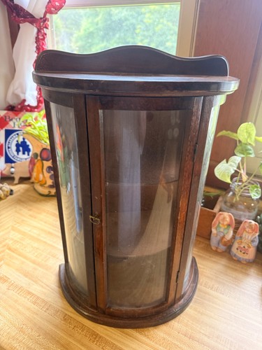 Curved glass solid wood curio - solid,