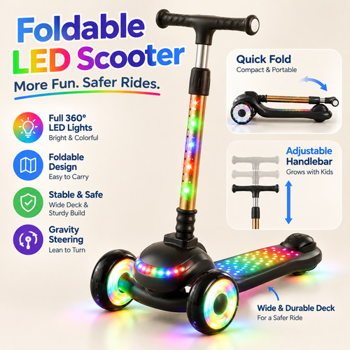 Kids led scooter foldable - kids,
