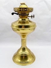 VINTAGE BRASS OIL LAMP MADE IN UK WITH WICK PILLAR BASE PARAFFIN TABLE LANTERN