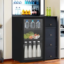 Black Beverage Cooler Refrigerator Drinks Fridge for Beer Wine Fruit Glass Door
