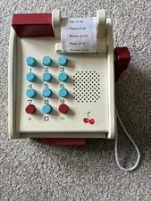 Kids Wooden Toy Cash Register With Push Buttons & Drawer - Christmas Gift!