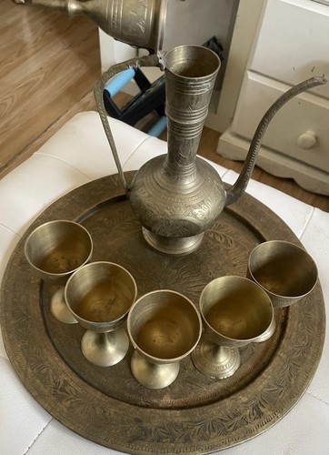 Vintage engraved brass dullah - vintage,