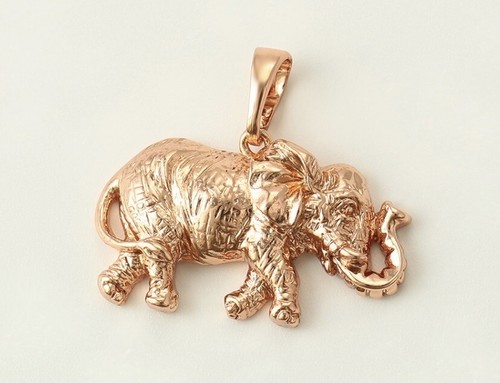 Rose gold elephant - rose, pendant