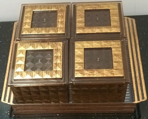 Set brown wooden square - brown,