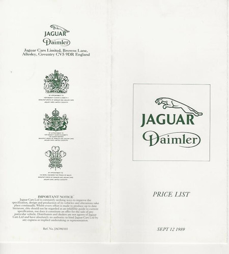 Jaguar daimler price list - jaguar,