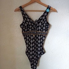 New M&S UK 8 Swimsuit Secret Slimming™ Foulard Print Longer Length