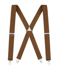 New Cowhide Leather 4 Clips X-shape Adjustable Men's Adult Suspender Belt Heavy