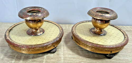 Antique brass candlestick - antique,