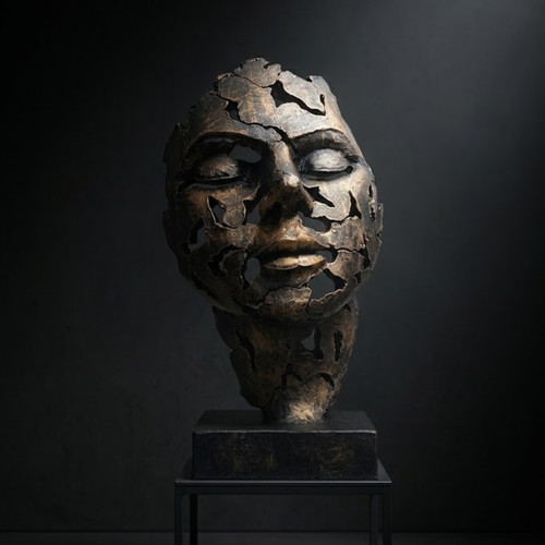 Bronze abstract face - abstract,