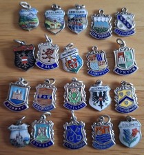 Collection Of 20 Vintage Enamel Travel Shield Charms lot 2