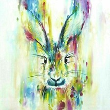 COLORFUL RABBIT ABSTRACT CLOSEUP DECOR LARGE WALL ART CANVAS PICTURE 