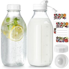 2-Pack 32oz Glass Milk Bottles