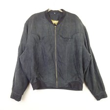 Carlo Comberti Bomber Jacket Mens Extra Large Black Silk  90's Retro Oversized 