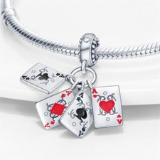 Aces Playing Cards Poker Casino Love Charm Mum Wife  Gift Sterling Silver 925