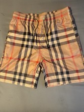 Burberry London Men’s Swim Shorts Size L Checked Pattern Drawstring Waist