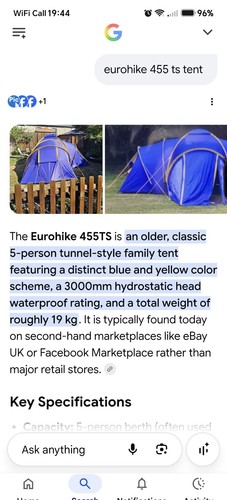 Eurohike 455st tent - 455st, for