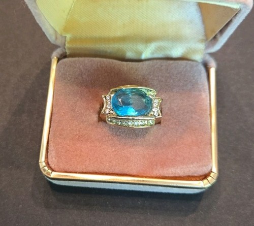 Goldtone aquamarine and czs - goldtone,