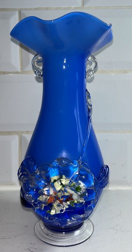 Danish blue art glass vase - blue,