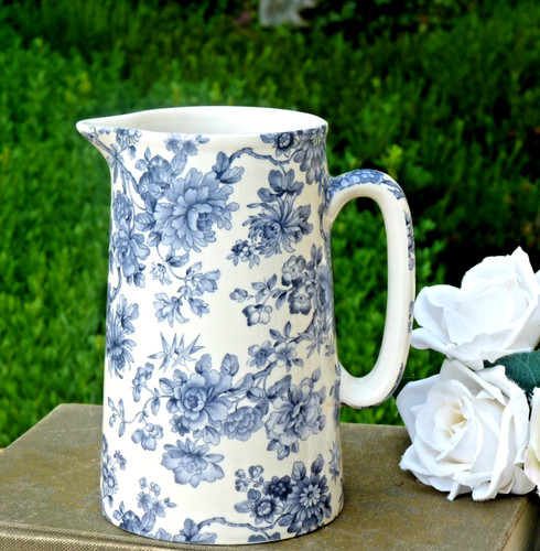 Blue white jug vase - vase, floral