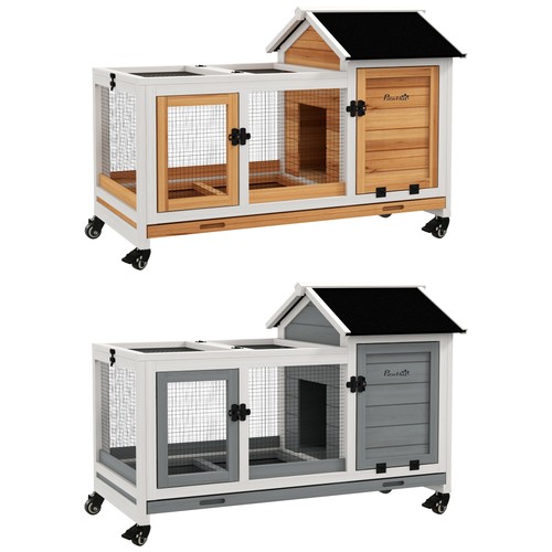 Pawhut wooden rabbit hutch - rabbit,