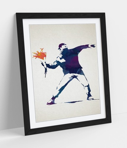 Banksy flower bomber - flower, blue