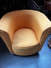Large Yellow Fabric Tub Chair Hotel Lounge Bedroom Cafe Bistro