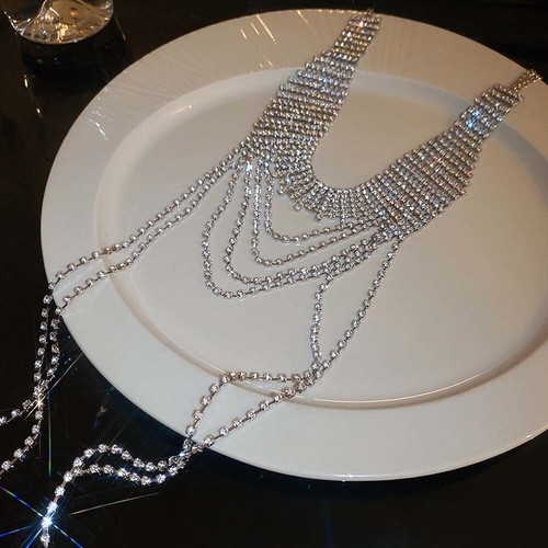 Wide choker necklace silver - choker,