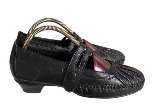 Pavers black leather mary - black, jane