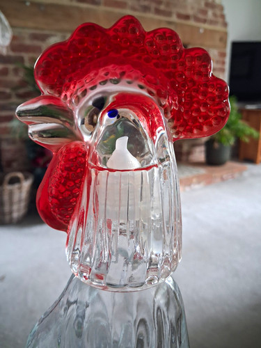Vintage clear glass rooster - clear,