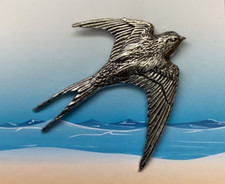 Swallow Silver Pewter Pin Badge - Great Detail And Quality