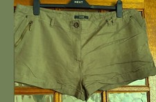 VGC Ladies GEORGE at ASDA Khaki MILITARY Olive GREEN Biker Zip Micro Shortd 18