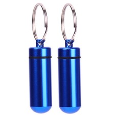 2x Keyring Tablets Medicine Container Pill Box Aluminium Key Chain Drug Holder