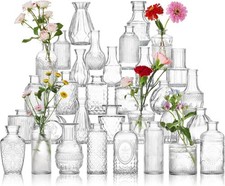 Glass Bud Vase Set of 31 Vintage Clear Small Centerpieces Wedding Home Deco