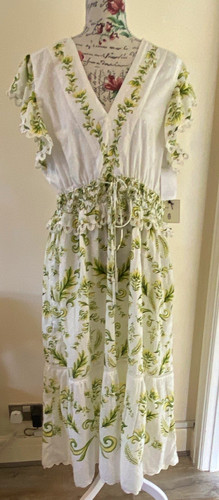 Léa white green - green, floral