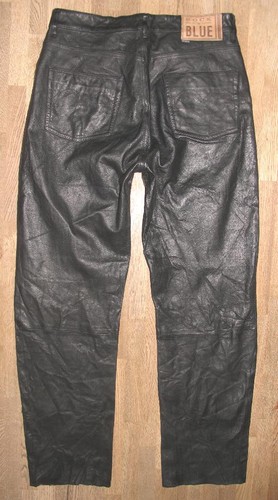 Rock blue mens leather jeans - blue,