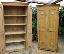 😍 Extra Tall! Shallow! Old Antique Pine Cupboard-Linen/Food Larder/Housekeepers