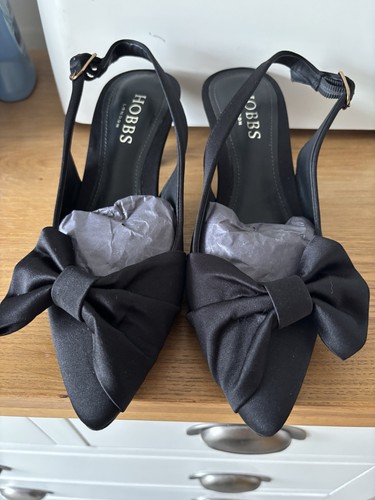 Hobbs black satin sling back - black,