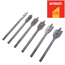 6pce Carbon Steel Flat Wood Drill Bit Set 1/4" Hex Shanks 10mm - 25mm Bits