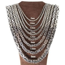Solid 925 Sterling Silver Men's King Byzantine Box Chain Necklace! All Sizes