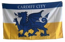 CARDIFF CITY FOOTBALL FLAG WALES DRAGON 5x3FT FREE UK 48HR POST
